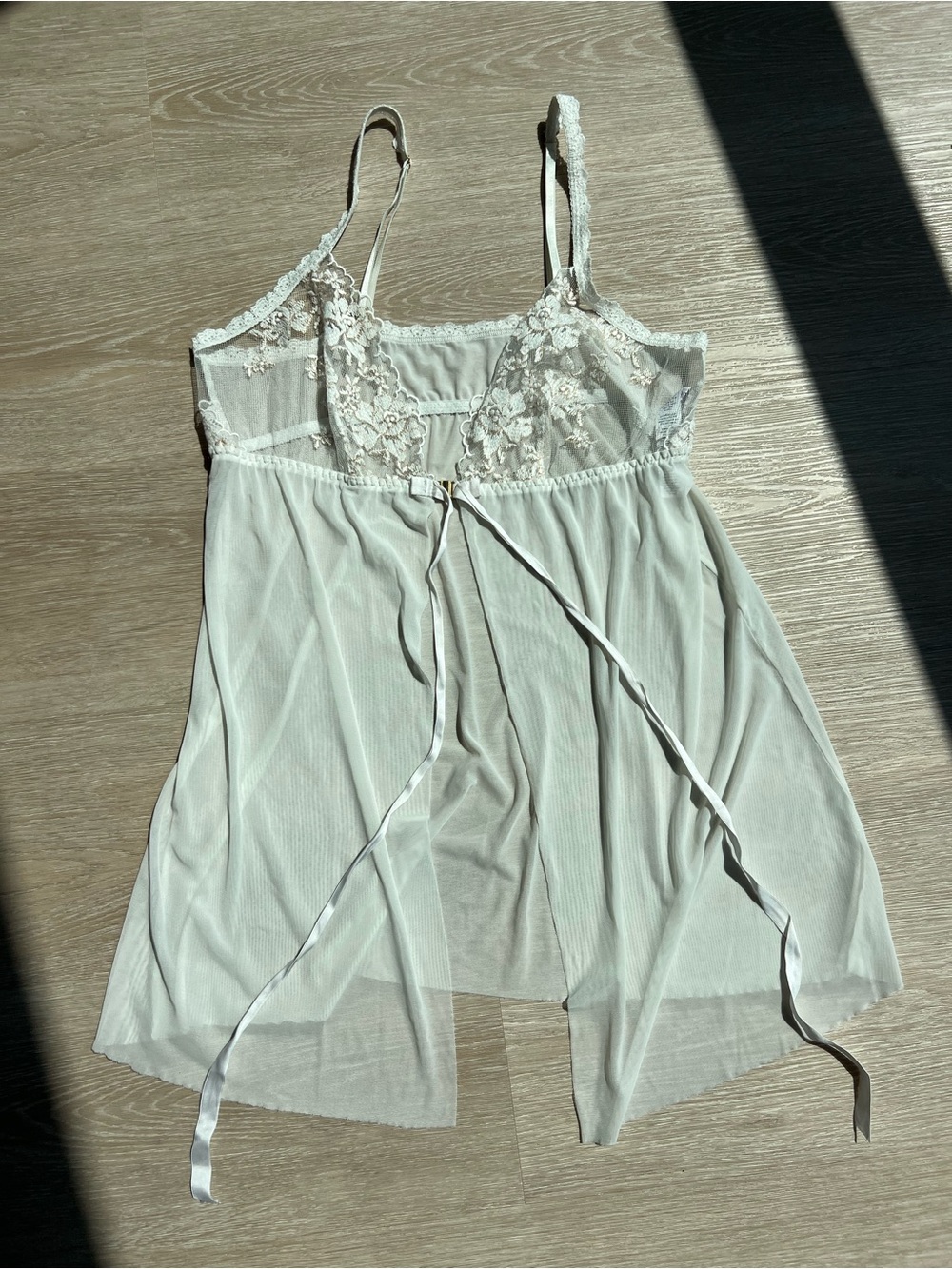 Hanky Panky Sheer Lace Babydoll Chemise Nightdress Women’s Large Cream/Off White
